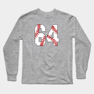 Baseball Number 64 #64 Baseball Shirt Jersey Favorite Player Biggest Fan Long Sleeve T-Shirt